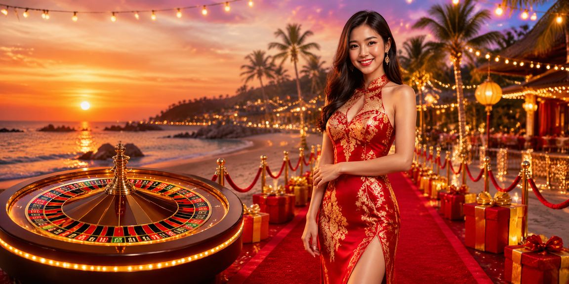 Bàn roulette tại khu nghỉ dưỡng Phú Quốc với khung cảnh biển nhiệt đới